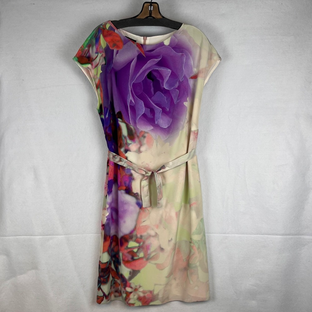Escada Womens 100% Silk Floral Dolene Sheath Dress Size 44 (14) Cocktail Wedding